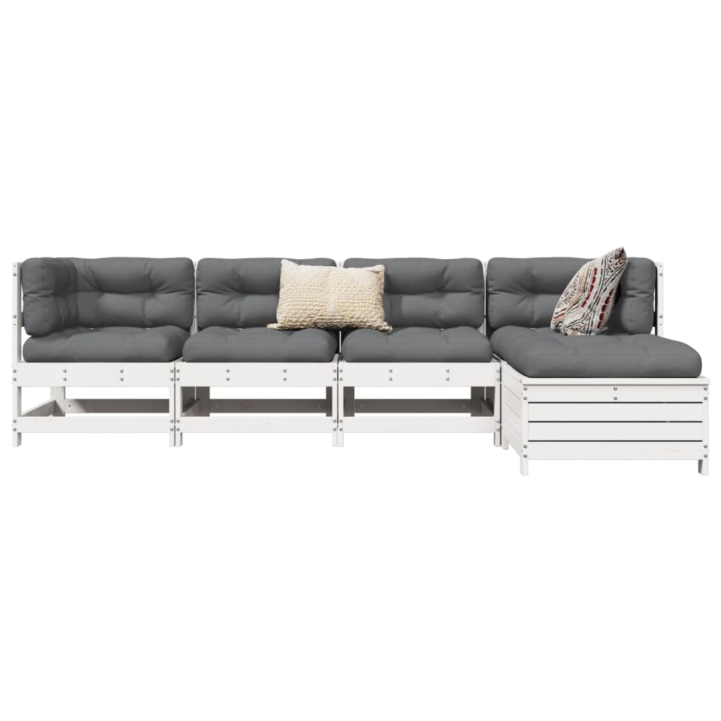 Set Salotto da Giardino 5 pz Bianco in Legno Massello di Pino | homemem39