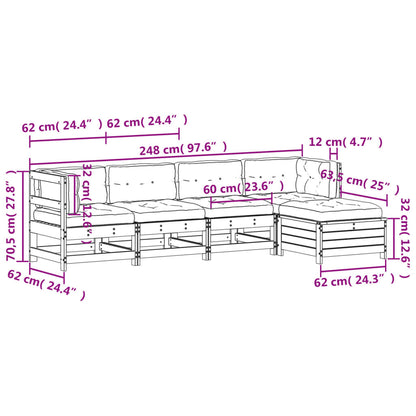 Set Divani Giardino 6 pz con Cuscini in Legno Massello di Pino | homemem39