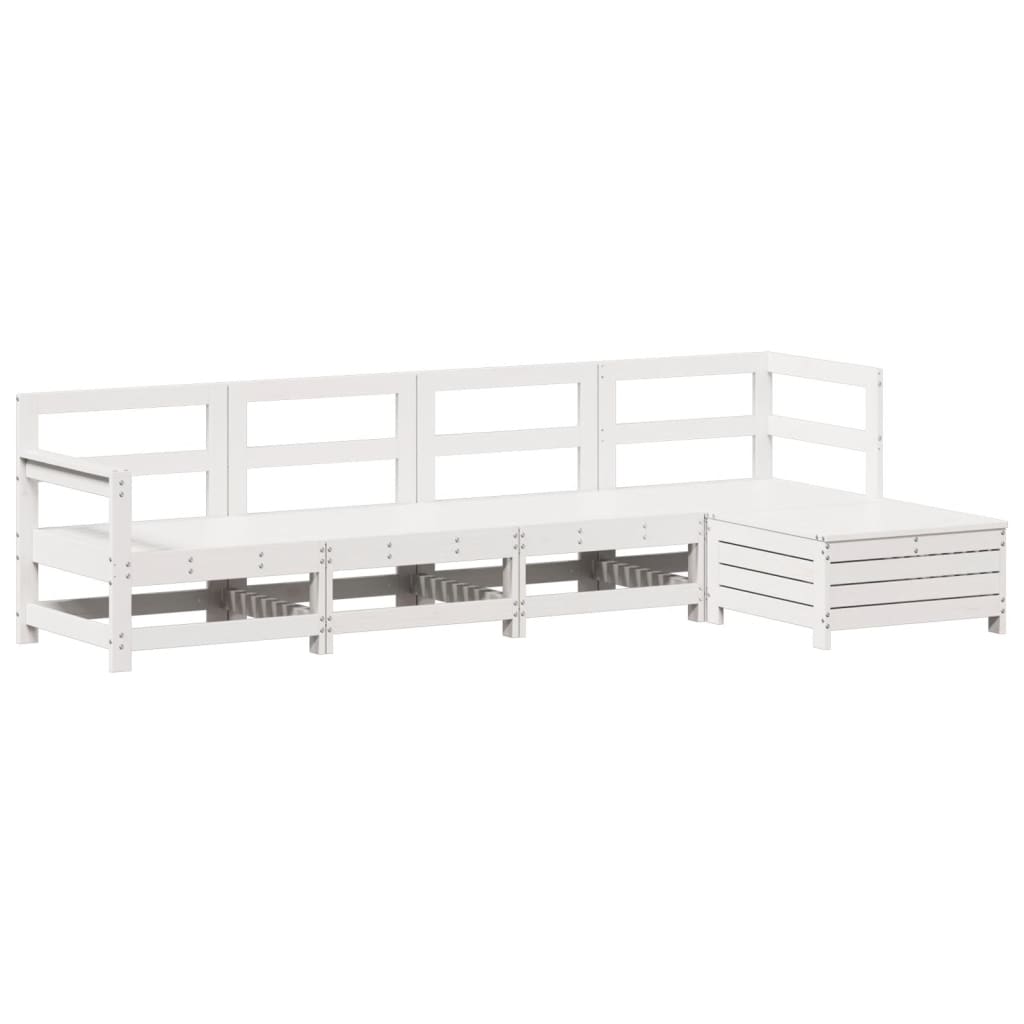 Set Salotto da Giardino 5 pz Bianco in Legno Massello di Pino - homemem39