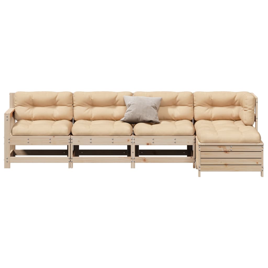 Set Divani Giardino 6 pz con Cuscini in Legno Massello di Pino | homemem39