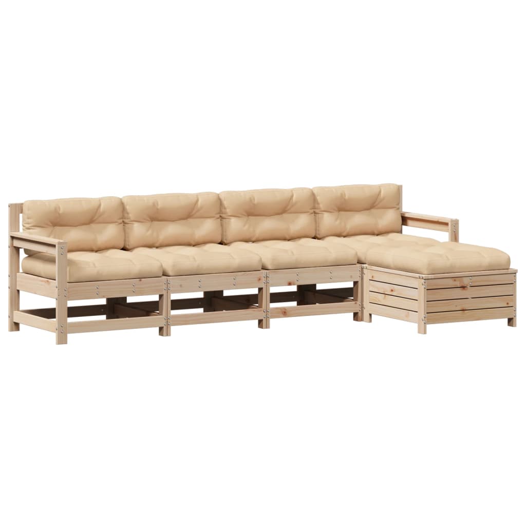 Set Divani Giardino 6 pz con Cuscini in Legno Massello di Pino | homemem39