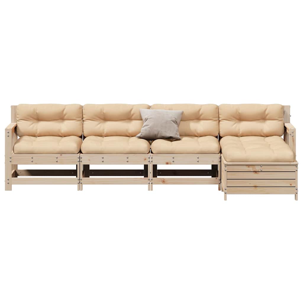 Set Divani Giardino 6 pz con Cuscini in Legno Massello di Pino | homemem39