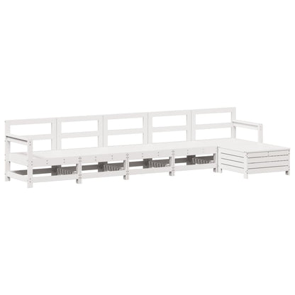 Set Divani da Giardino 6 pz Bianco in Legno Massello di Pino - homemem39