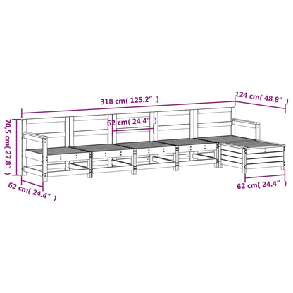 Set Divani da Giardino 6 pz Bianco in Legno Massello di Pino | homemem39