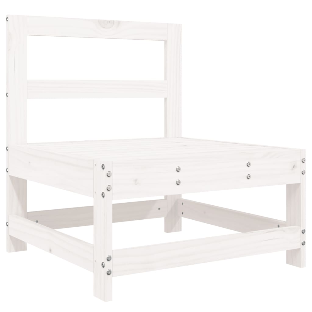 Set Divani da Giardino 7 pz Bianco in Legno Massello di Pino | homemem39