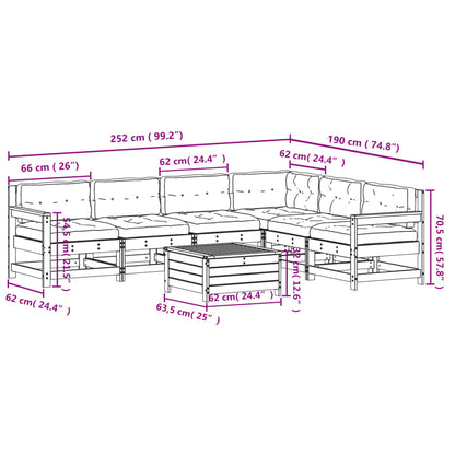 Set Divani Giardino 7 pz con Cuscini Legno Massello di Douglas - homemem39