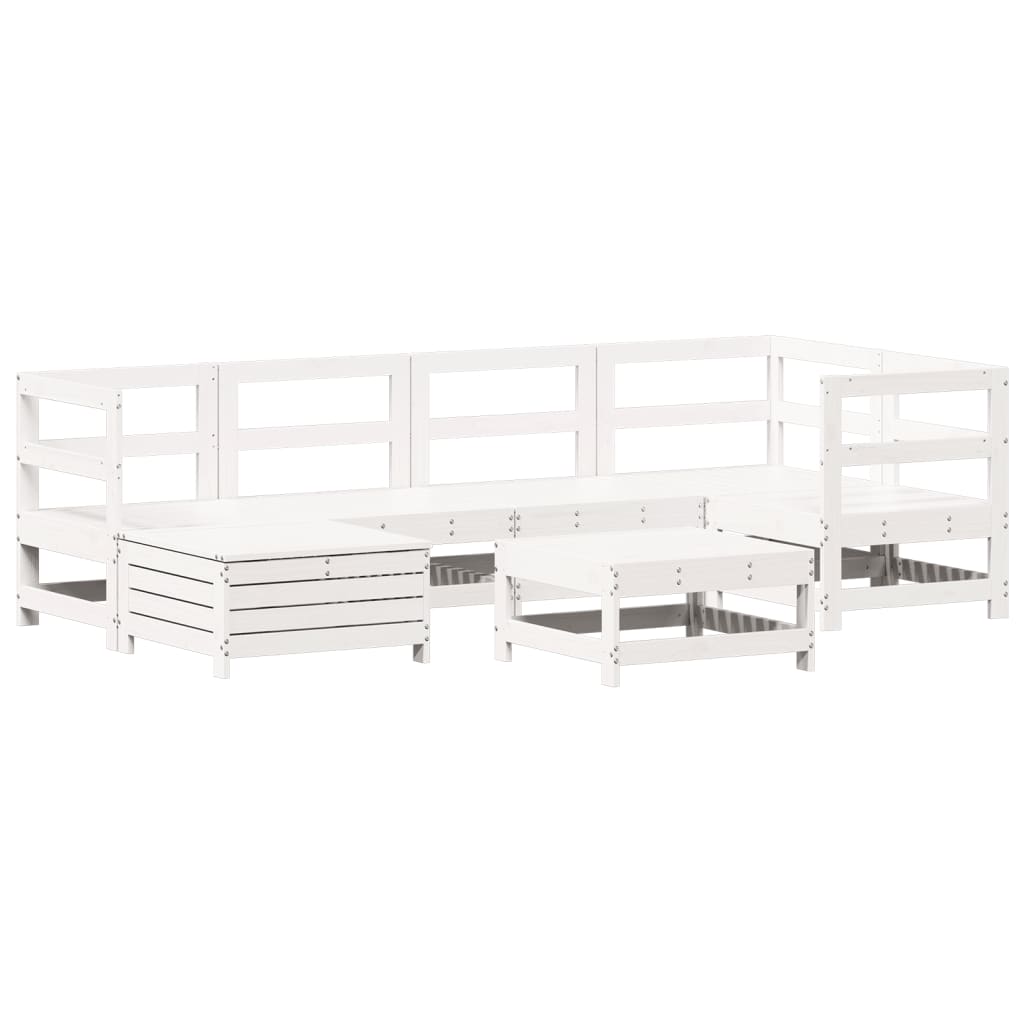 Set Divani da Giardino 7 pz Bianco in Legno Massello di Pino - homemem39