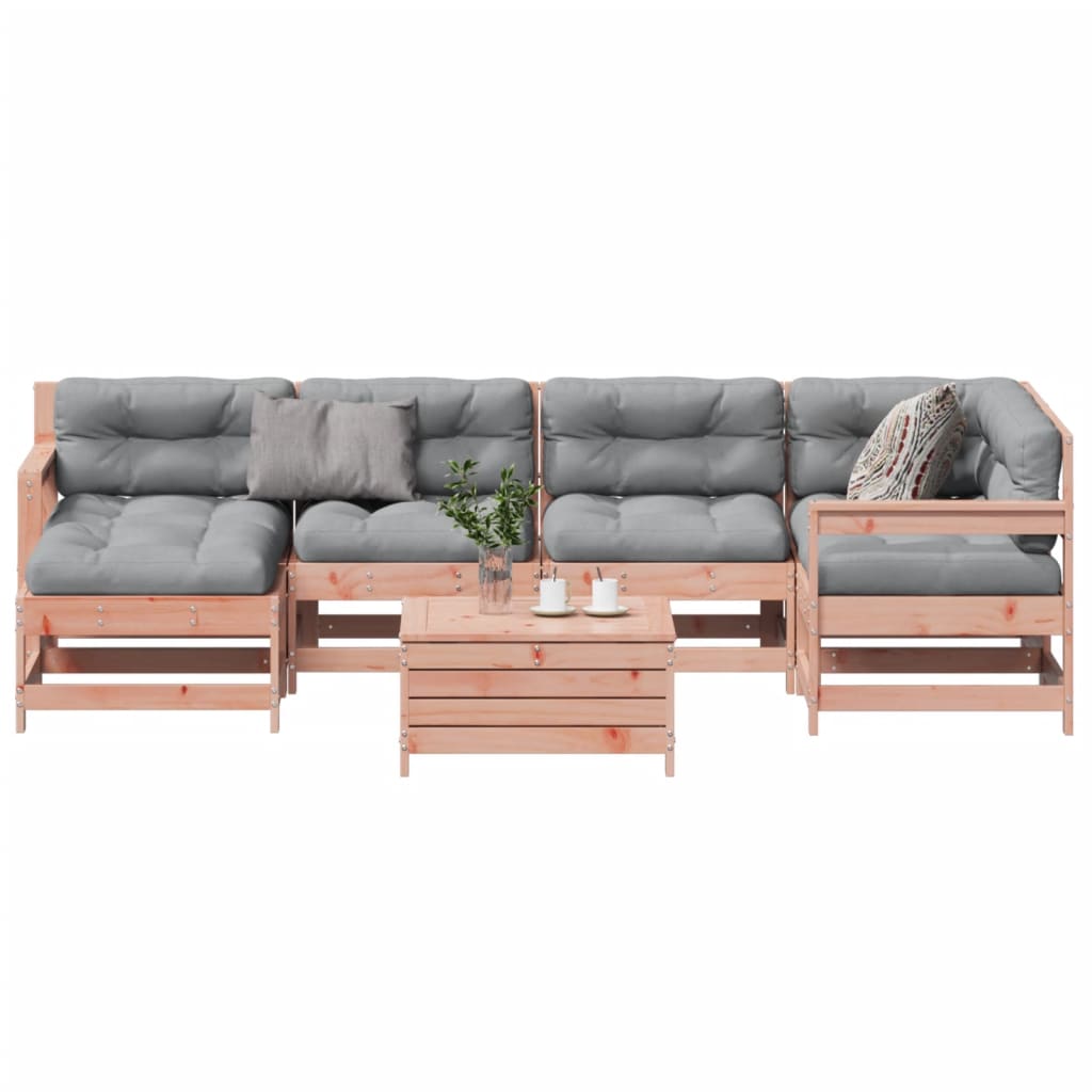 Set Divani Giardino 7 pz con Cuscini Legno Massello di Douglas - homemem39