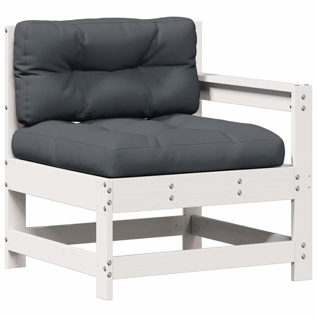 Set Salotto Giardino 7pz con Cuscini Bianco Legno Massello Pino | homemem39
