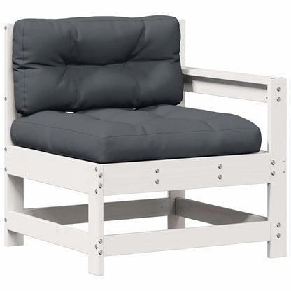 Set Salotto Giardino 7pz con Cuscini Bianco Legno Massello Pino | homemem39