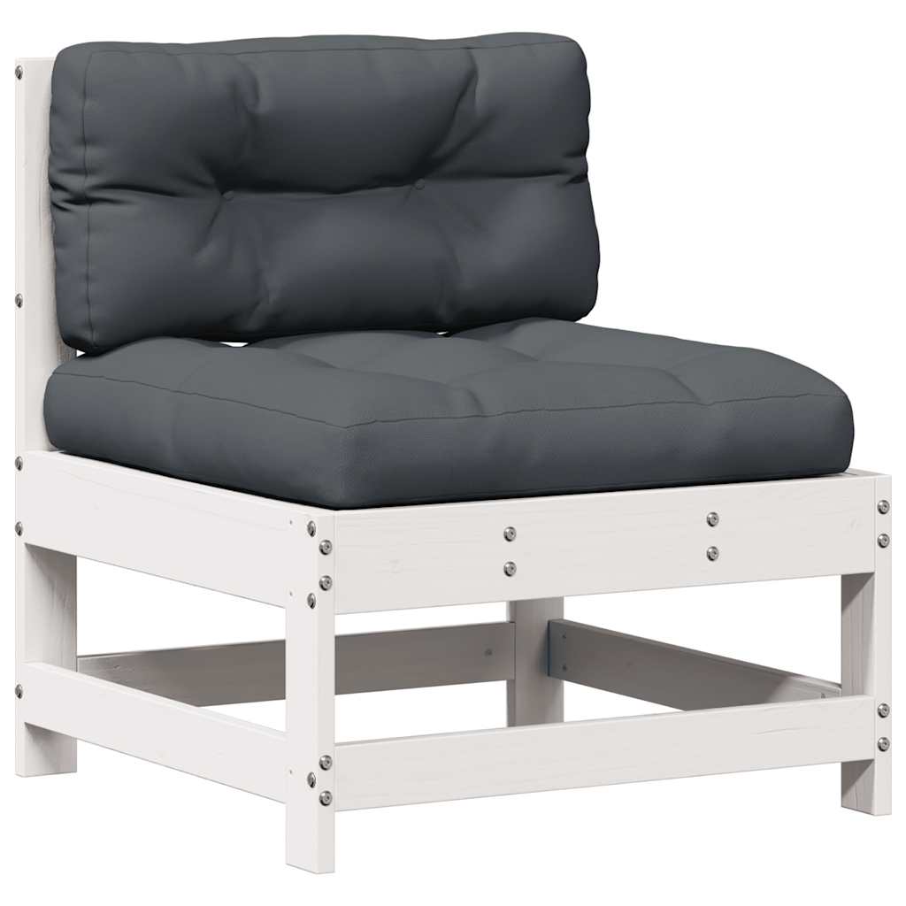 Set Salotto Giardino 7pz con Cuscini Bianco Legno Massello Pino | homemem39