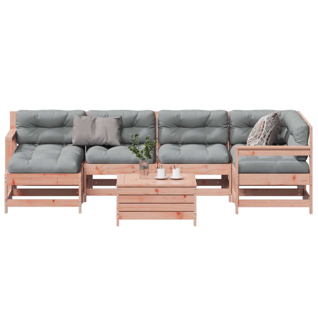 Set Divani Giardino 7 pz con Cuscini Legno Massello di Douglas - homemem39
