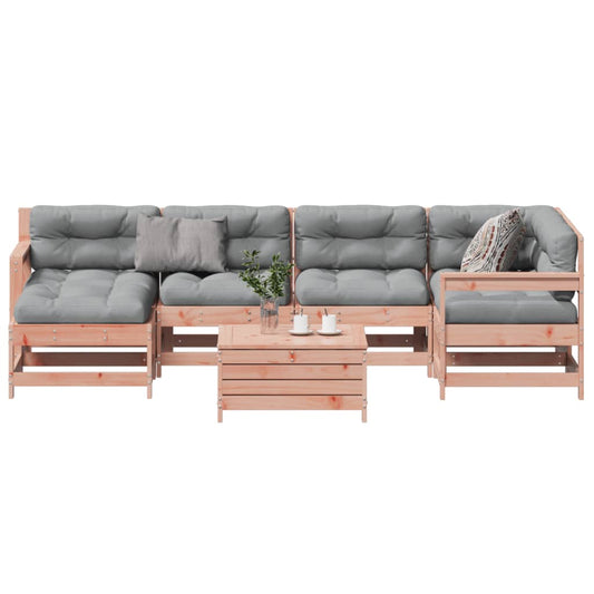 Set Divani Giardino 7 pz con Cuscini Legno Massello di Douglas - homemem39