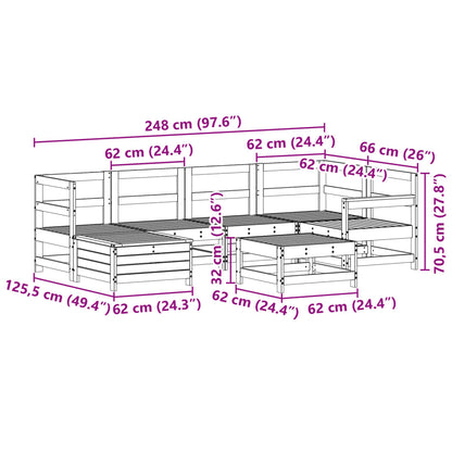 Set Divani da Giardino 7 pz in Legno Massello Abete Douglas
