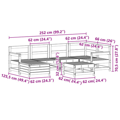 Set Divani da Giardino 7 pz Bianco in Legno Massello di Pino - homemem39