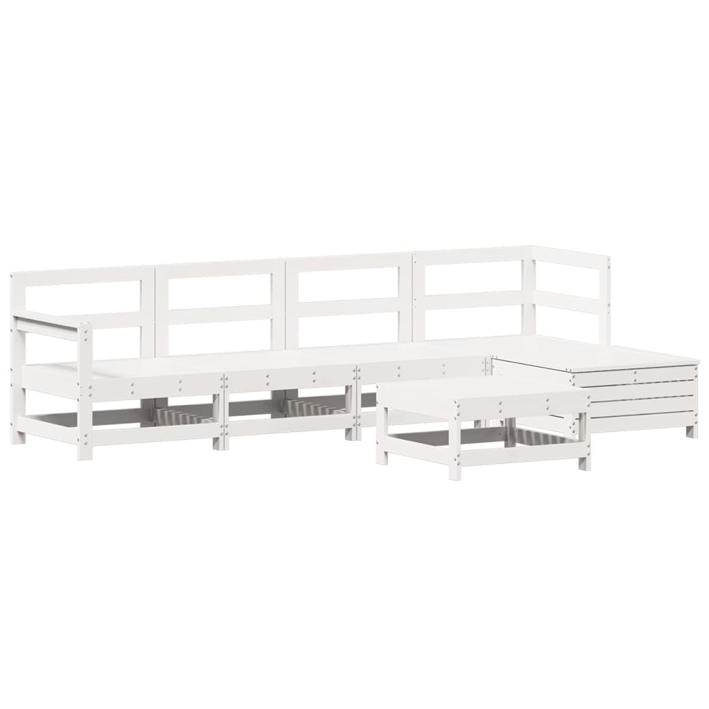 Set Divani da Giardino 6 pz Bianco in Legno Massello di Pino - homemem39