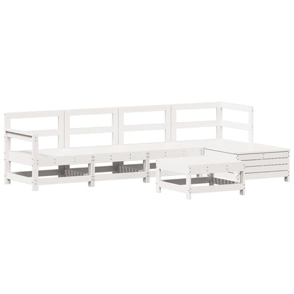 Set Divani da Giardino 6 pz Bianco in Legno Massello di Pino - homemem39