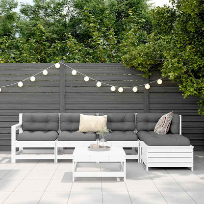 Set Divani da Giardino 6 pz Bianco in Legno Massello di Pino | homemem39