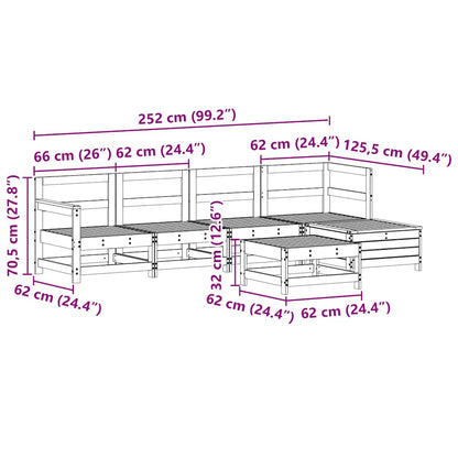 Set Divani da Giardino 6 pz Bianco in Legno Massello di Pino | homemem39