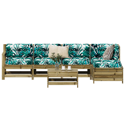 Set Divani da Giardino 6 pz in Legno Impregnato di Pino - homemem39