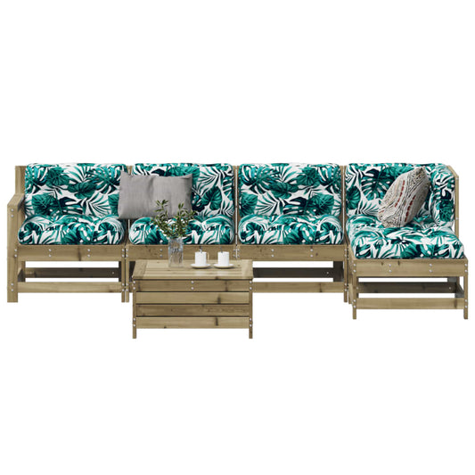 Set Divani da Giardino 6pz con Cuscini Legno Impregnato di Pino - homemem39