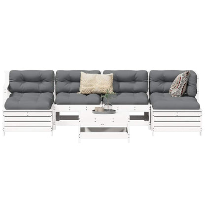 Set Divani da Giardino 7 pz Bianco in Legno Massello di Pino