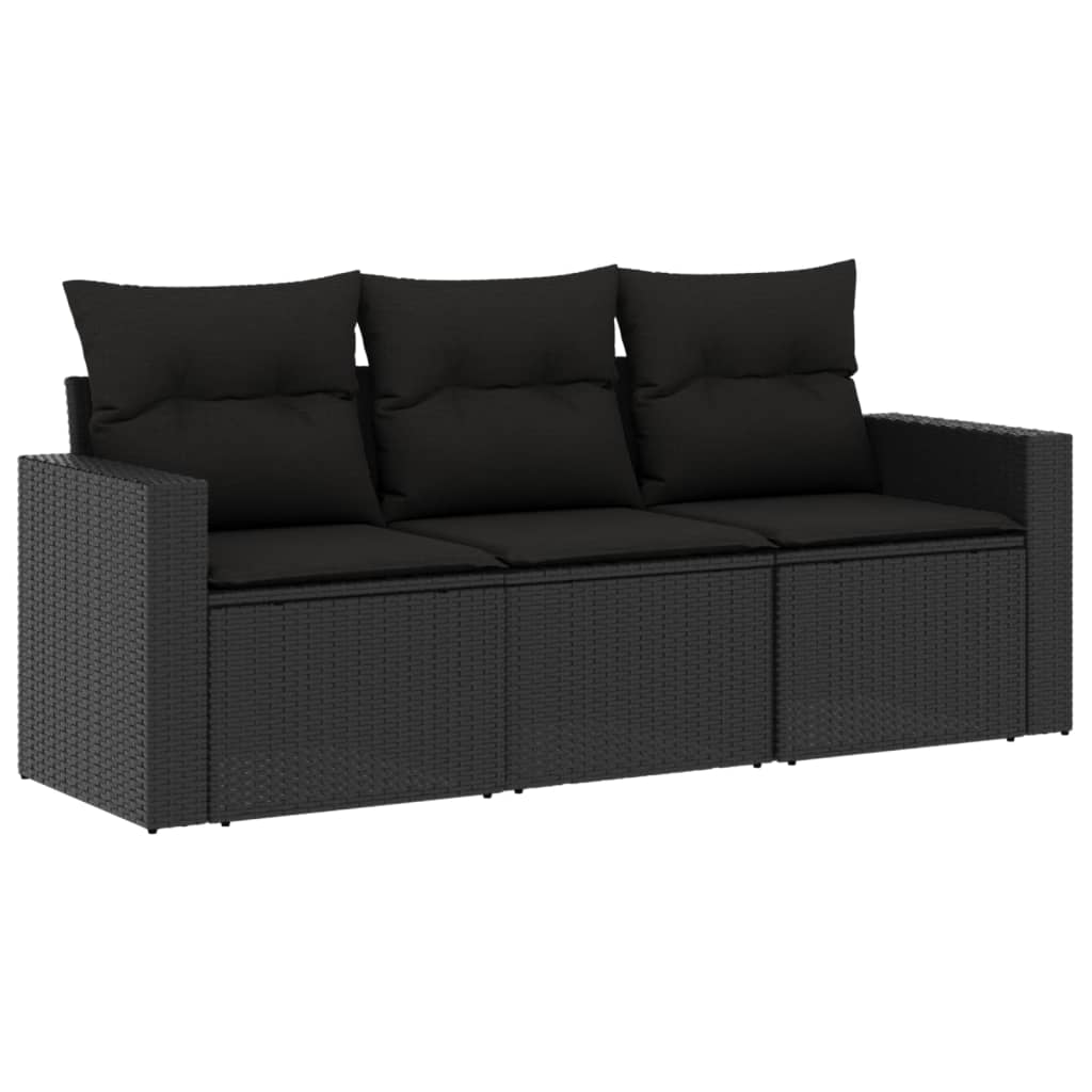 Set Divani da Giardino 3 pz con Cuscini in Polyrattan