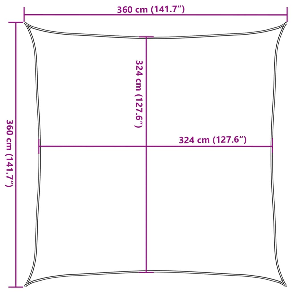 Vela Parasole 160 g/m² Quadrata Grigio Chiaro 3,6x3,6 m in HDPE | homemem39