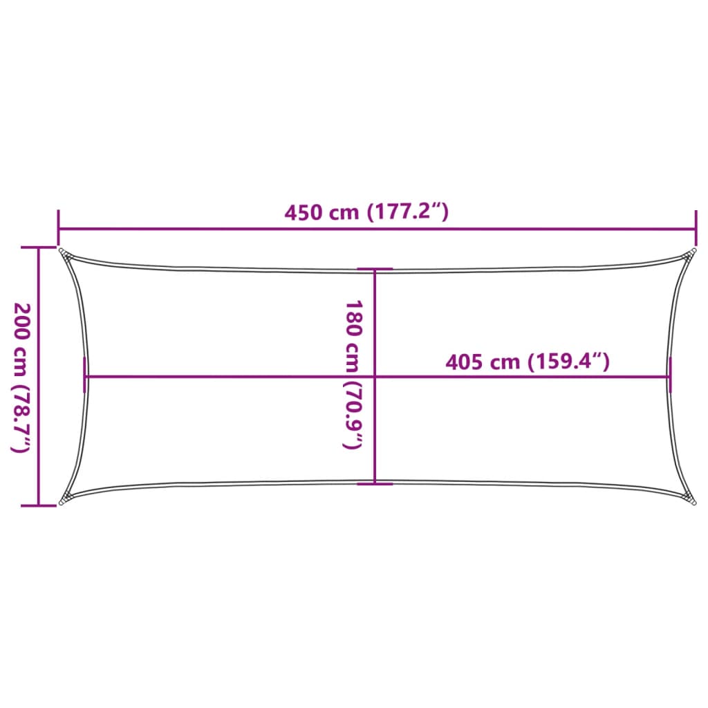 Vela Parasole 160 g/m² Rettangolare Grigio Chiaro 2x4,5 m HDPE