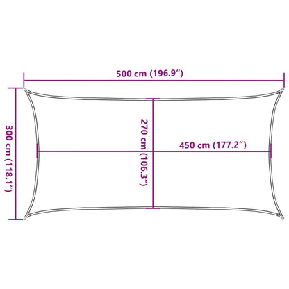 Vela Parasole 160 g/m² Rettangolare Grigio Chiaro 3x5 m in HDPE
