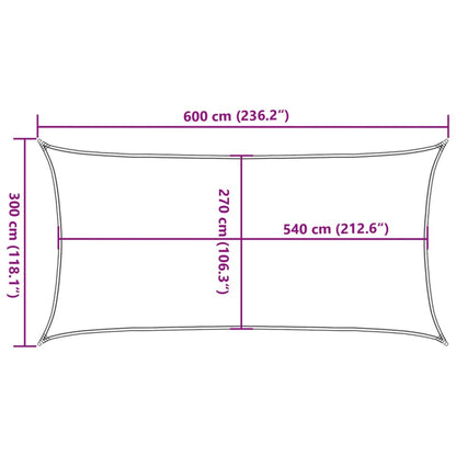 Vela Parasole 160 g/m² Rettangolare Grigio Chiaro 3x6 m in HDPE