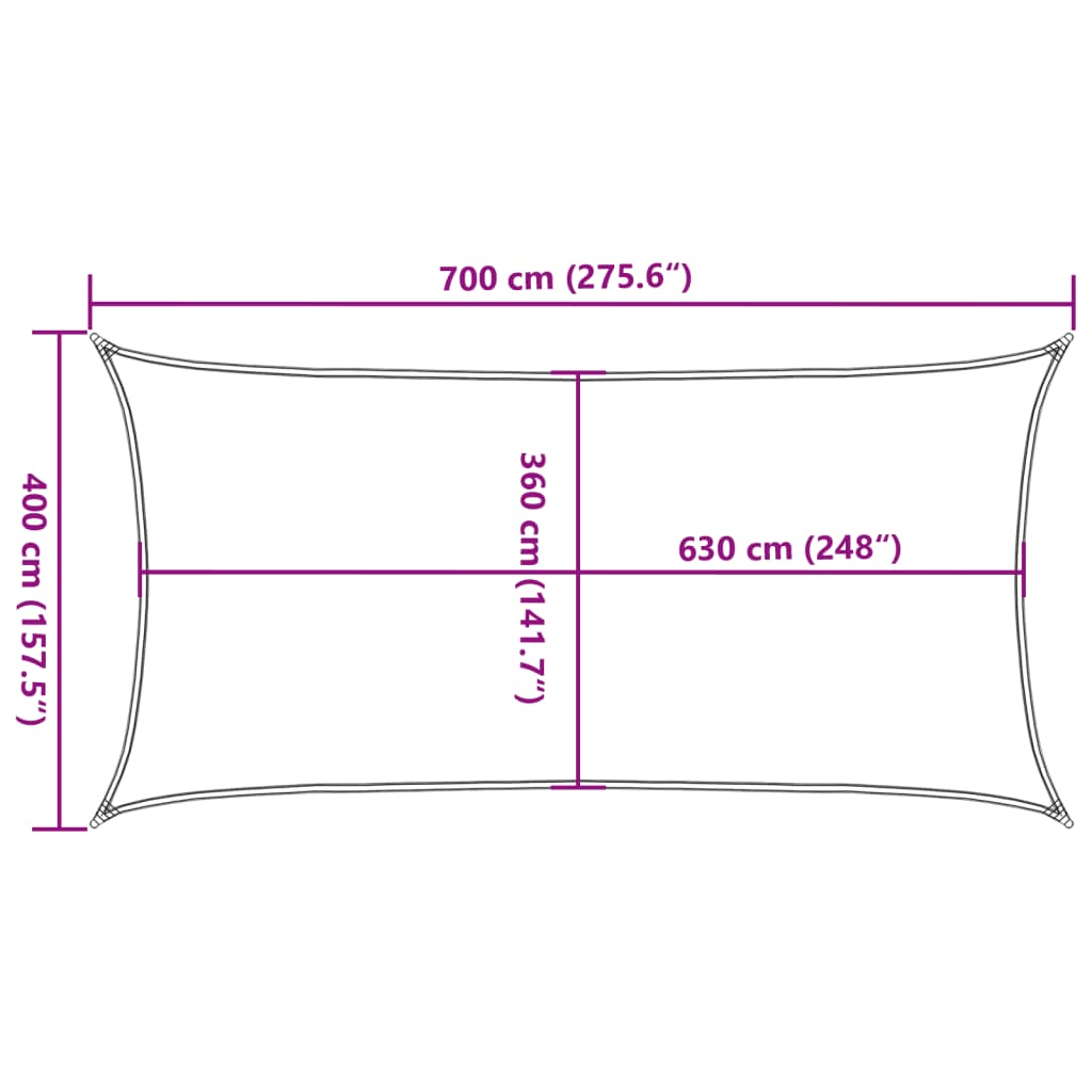 Vela Parasole 160 g/m² Rettangolare Grigio Chiaro 4x7 m in HDPE | homemem39