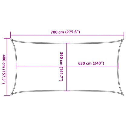 Vela Parasole 160 g/m² Rettangolare Grigio Chiaro 4x7 m in HDPE