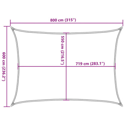 Vela Parasole 160 g/m² Rettangolare Grigio Chiaro 6x8 m in HDPE | homemem39