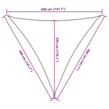 Vela Parasole 160 g/m² Triangolare 3,6x3,6x3,6 m in HDPE