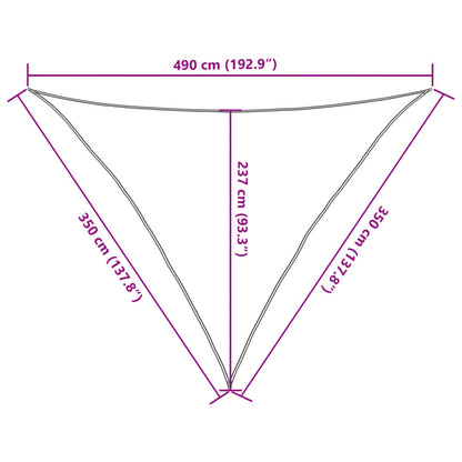 Vela Parasole 160 g/m² Triangolare 3,5x3,5x4,9 m in HDPE