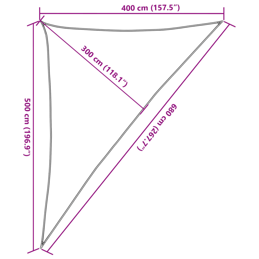 Vela Parasole 160 g/m² Triangolare 4x5x6,8 m in HDPE | homemem39