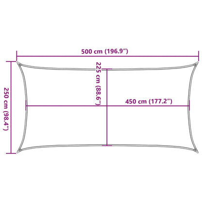 Vela Parasole 160 g/m² Rettangolare Sabbia 2,5x5 m in HDPE