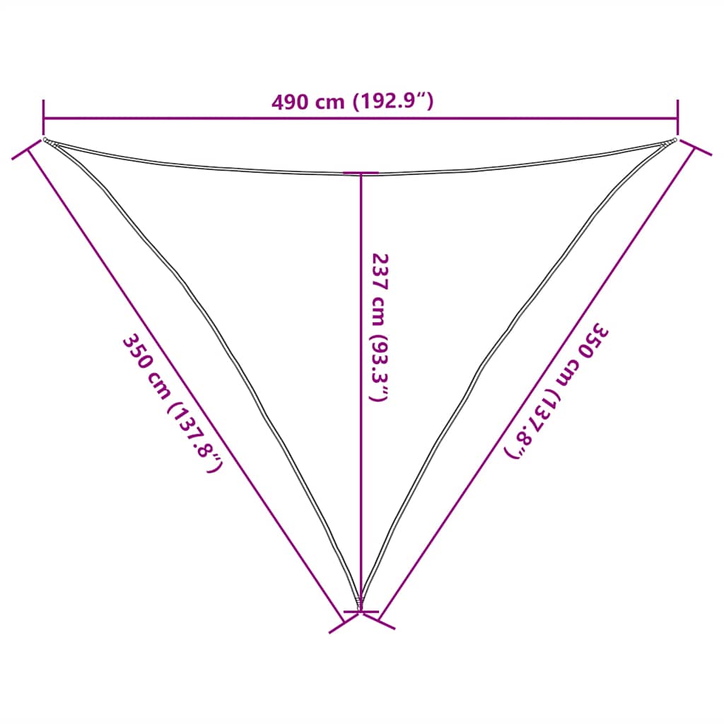 Vela Parasole 160 g/m² Triangolare Sabbia 3,5x3,5x4,9 m in HDPE | homemem39