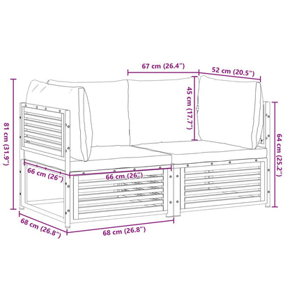 2pc Garden Sofa Set with Solid Acacia Wood Cushions