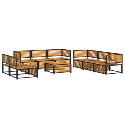 9 pc Garden Sofa Set with Solid Acacia Wood Cushions