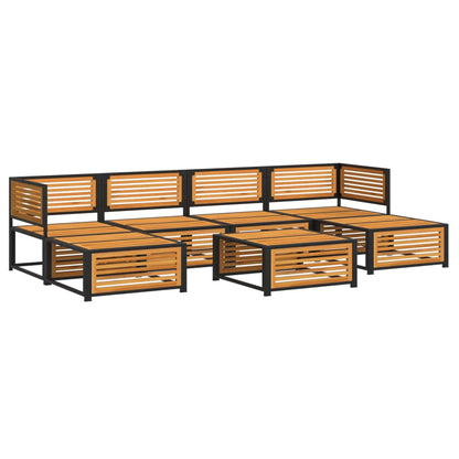 7 pc Garden Sofa Set with Solid Acacia Wood Cushions