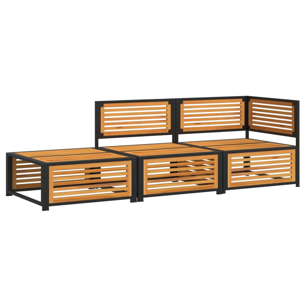 Set Divano da Giardino 3pz con Cuscini Legno Massello di Acacia