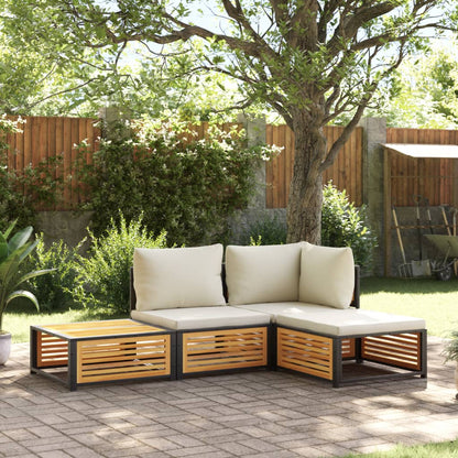 Set Divani da Giardino 4pz con Cuscini Legno Massello di Acacia - homemem39