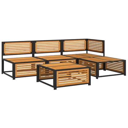 5 pc Garden Sofa Set with Solid Acacia Wood Cushions