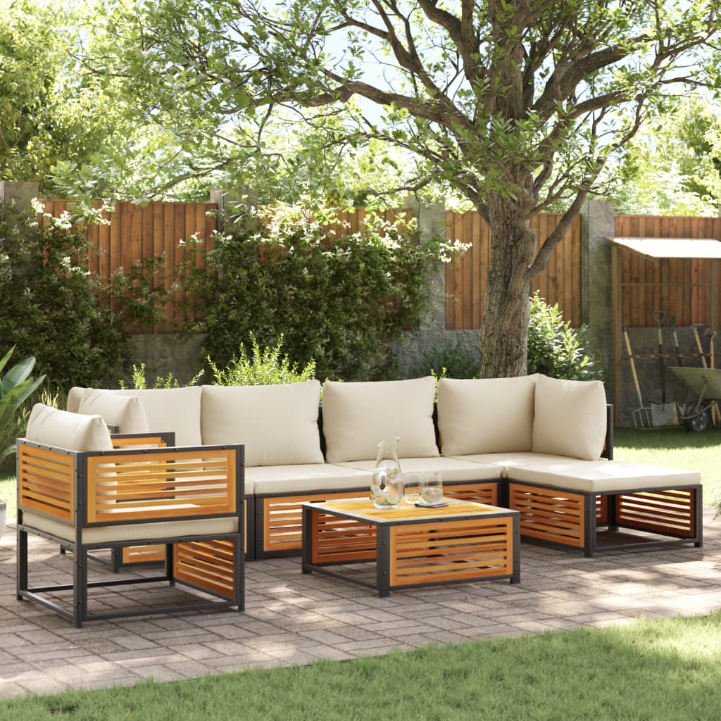 Set Divano da Giardino 7 pz con Cuscini Legno Massello Acacia - homemem39