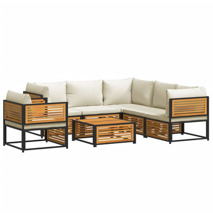 7 pc Garden Sofa Set with Solid Acacia Wood Cushions