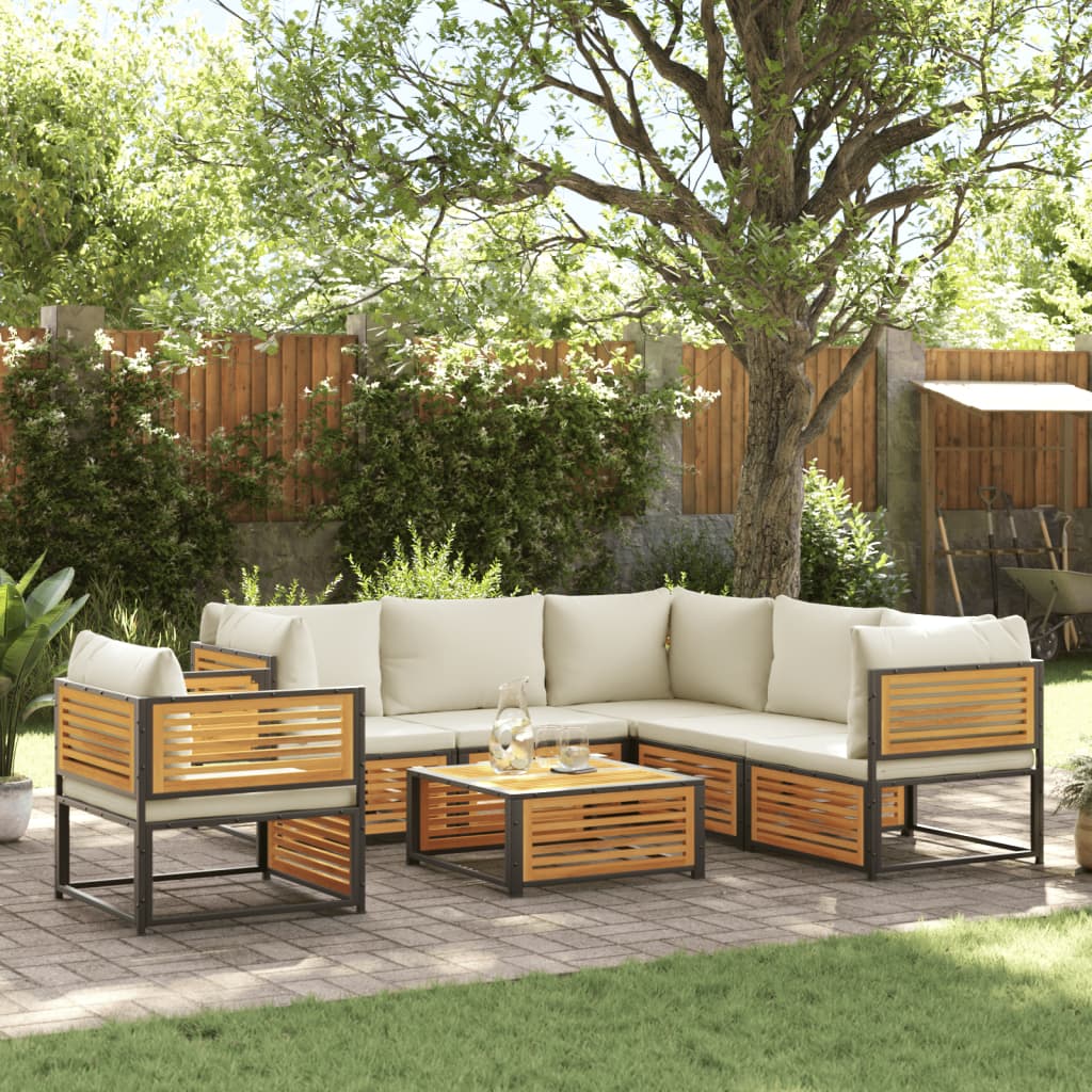 Set Divano da Giardino 7 pz con Cuscini Legno Massello Acacia - homemem39
