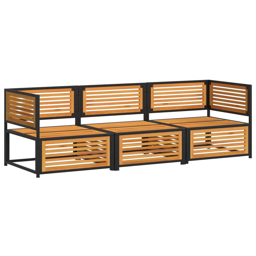 Set Divano da Giardino 3pz con Cuscini Legno Massello di Acacia - homemem39