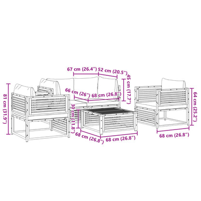 Set Divano da Giardino 5 pz con Cuscini Legno Massello Acacia